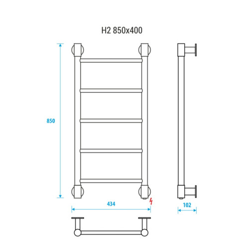 Полотенцесушитель электрический Energy H2 850х400 мм черный матовый