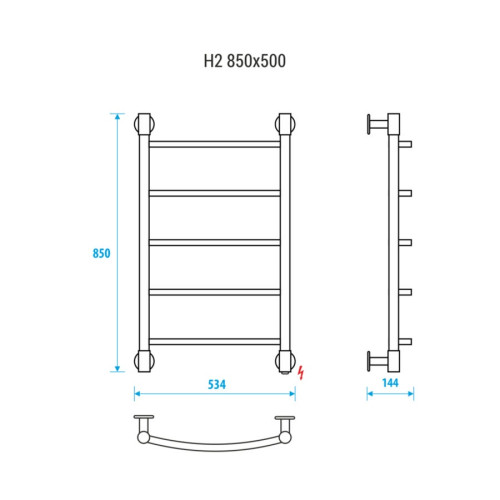 Полотенцесушитель электрический Energy H2 850х500 мм белый матовый
