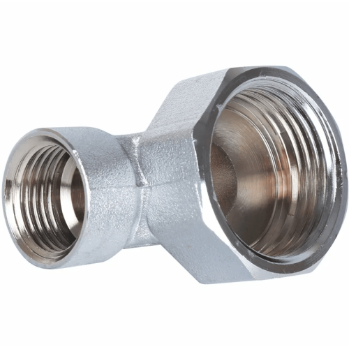 Хромированная L-образная проходная заглушка для модульных коллекторов FAR 3/4" x 1/2"