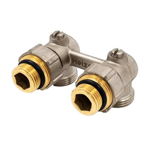 Узел нижнего подключения угловой Heizen 3/4"x1/2" для стальных радиаторов