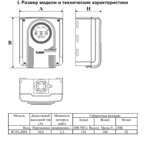 Инвертор насоса 2200 Вт (частотный преобразователь) WWSYSTEM W191-2003