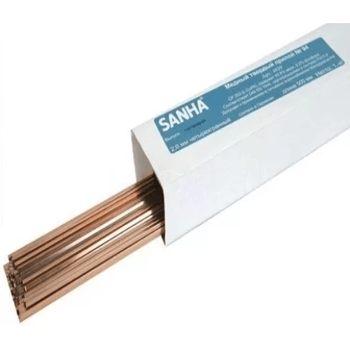 Припой твердый Sanha в штангах 2 мм L-CuP6, коробка 1 кг, 2mm, для медных труб под пайку арт. 84939