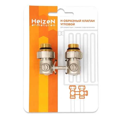 Узел нижнего подключения угловой Heizen 3/4"x1/2" для стальных радиаторов