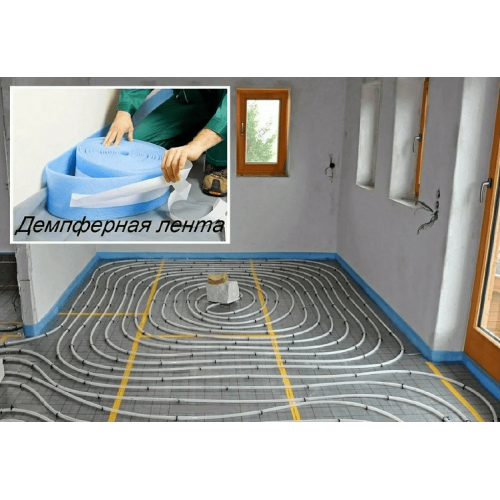 Демпферная лента Рустеплопол самоклейкая, фартук 150мм х 8мм х 25м