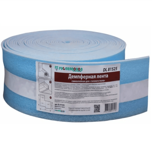 Демпферная лента Рустеплопол самоклейкая, фартук 150мм х 8мм х 25м