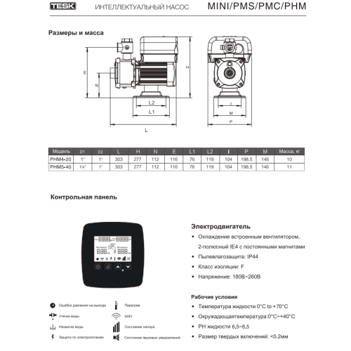 Многоступенчатый насос TESK PHM 5-40 со встроенным частотным преобразователем (33PHM5400122)