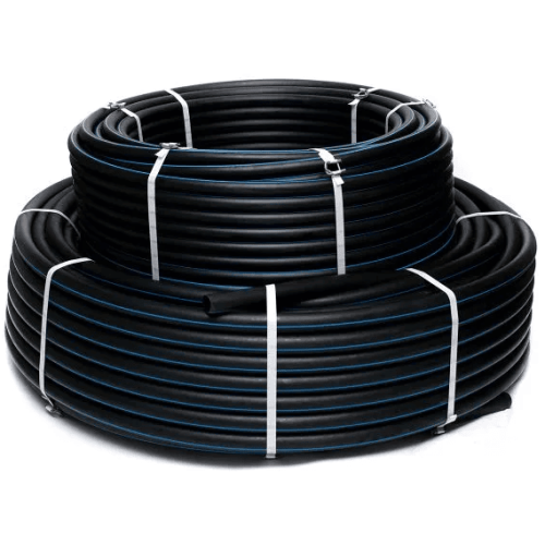 ПНД труба 75x4,4 черная с синей полосой ИнтерПласт