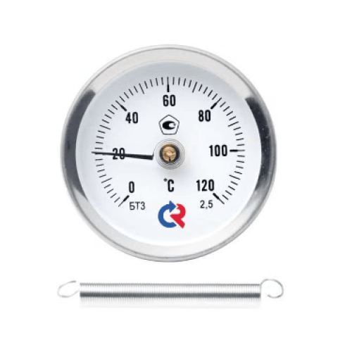 Термометр РОСМА БТ-30.010 (0-120 С) 63мм, биметаллический накладной (с пружиной)