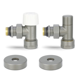 Комплект радиаторных клапанов угловой Varmega №1, 1/2"х3/4"EK резьба ВР/НР,  цвет серый