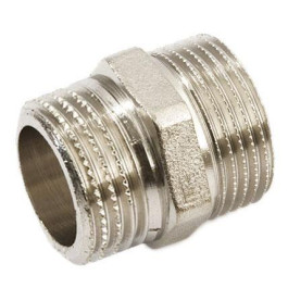 Ниппель никелированный резьбовой равнопроходной 1" Stout