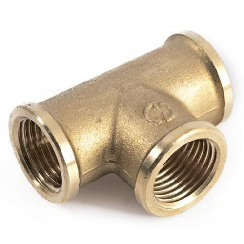 Тройник ВВ латунный резьбовой 3/8" Stout