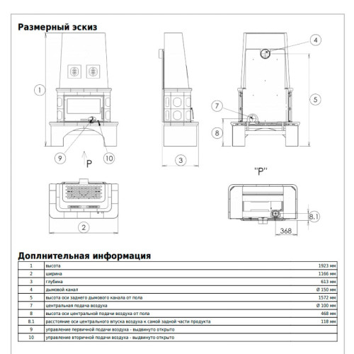 Печь-камин ABX Laponie II P OX перламутр