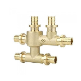 Шестивыводной распределительный блок Varmega Slide-fit 16-2.2х16-2.2х16-2.2*2 латунный