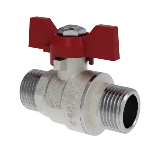 Кран шаровой V&G Valogin 1" с НР/НР резьбой, ручка бабочка