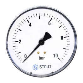 Манометр аксиальный (корпус Dn 50 мм, шкала 0-10 бар, 1/4") Stout