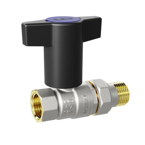 Кран шаровой LD с американкой резьба 1/2" Т-образная ручка синяя