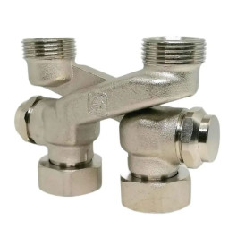Узел подключения радиатора перекрестие Х-образное 3/4"х3/4"EK TIM с запорными вентилями