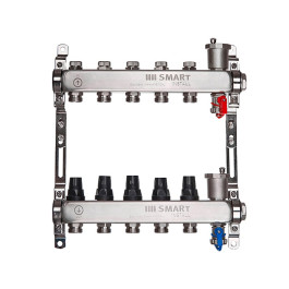 Коллектор нержавеющий Smart Install 4 выхода 1"-3/4" с термостатическими клапанами