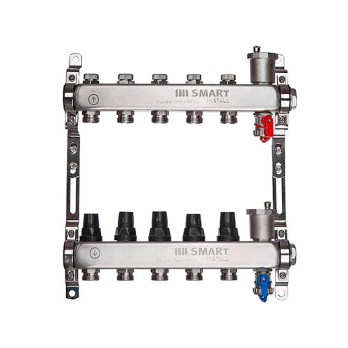 Коллектор нержавеющий Smart Install 3 выхода 1"-3/4" с термостатическими клапанами