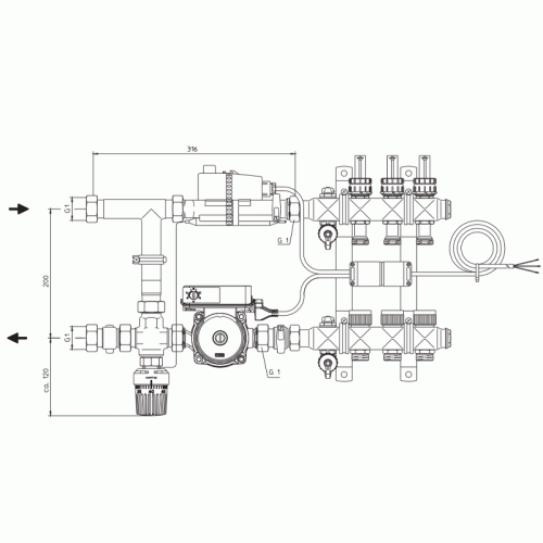 Насосный узел для тёплого пола Oventrop REGUFLOOR H 1151000