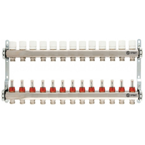 Коллектор из нержавеющей стали с расходомерами на 13 выходов Stout SMS 0917 000013