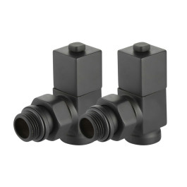 Набор дизайн-вентилей Royal Thermo CUBE, угловой (Черный) 1/2"