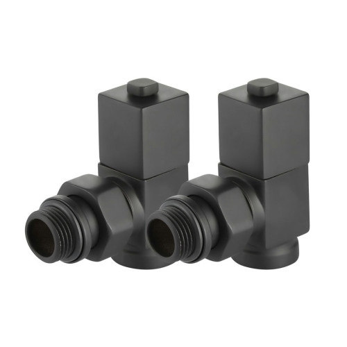 Набор дизайн-вентилей Royal Thermo CUBE, угловой (Черный) 1/2"