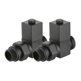 Набор дизайн-вентилей Royal Thermo CUBE прямой (Черный) 1/2"