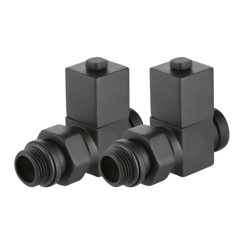 Набор дизайн-вентилей Royal Thermo CUBE прямой (Черный) 1/2"