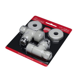 Набор термостатический угловой Royal Thermo Design Pro 15мм М30х1,5 (Белый) под трубки