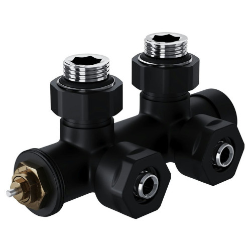 Узел нижнего подключения термостатический угловой Royal Thermo Design Pro 15мм М30х1,5 (Черный)