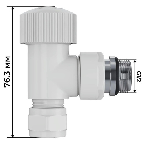 Набор термостатический угловой Royal Thermo Design Pro 15мм М30х1,5 (Белый) под трубки