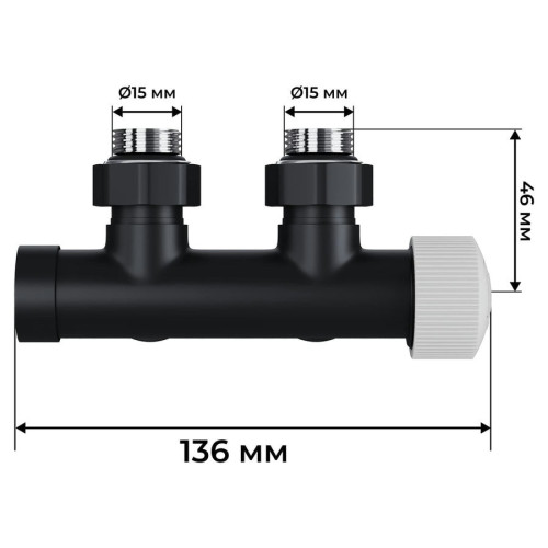 Узел нижнего подключения термостатический угловой Royal Thermo Design Pro 15мм М30х1,5 (Черный)