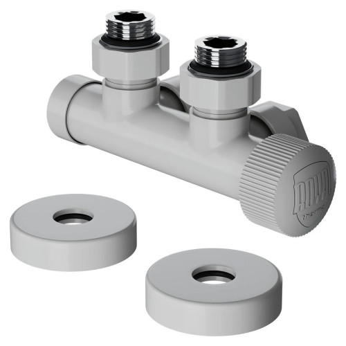 Узел нижнего подключения термостатический угловой Royal Thermo Design Pro 15мм М30х1,5 (Белый)