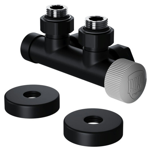 Узел нижнего подключения термостатический угловой Royal Thermo Design Pro 15мм М30х1,5 (Черный)