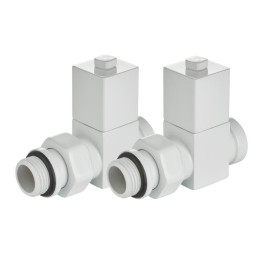 Набор дизайн-вентилей Royal Thermo CUBE прямой (Белый) 1/2"