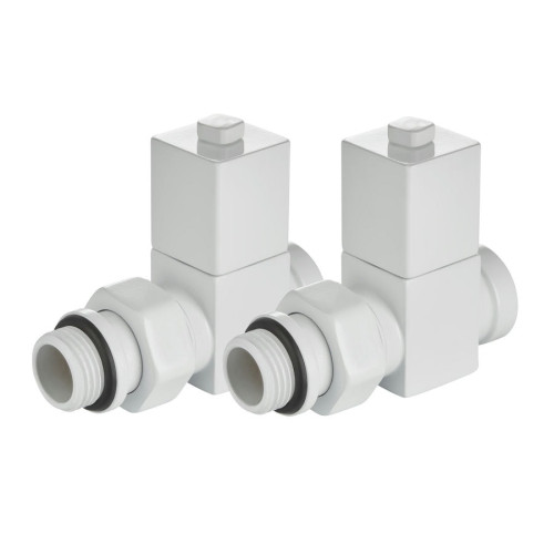 Набор дизайн-вентилей Royal Thermo CUBE прямой (Белый) 1/2"