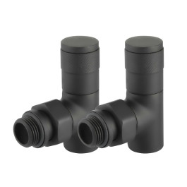 Набор дизайн-вентилей Royal Thermo PIANO угловой (Черный) 1/2"