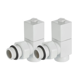 Набор дизайн-вентилей Royal Thermo CUBE угловой (Белый) 1/2"
