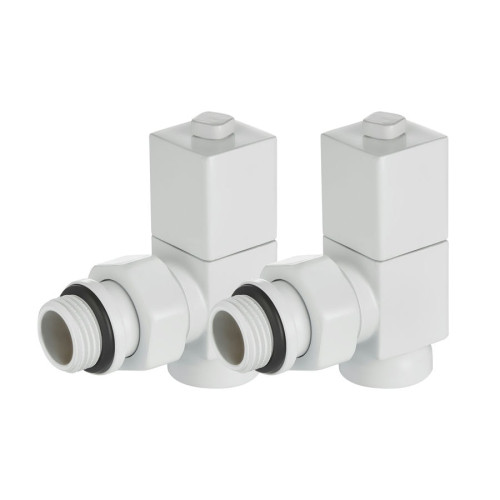 Набор дизайн-вентилей Royal Thermo CUBE угловой (Белый) 1/2"
