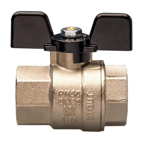 Кран шаровой муфтовый полнопроходной (бабочка) 3/4" Stout