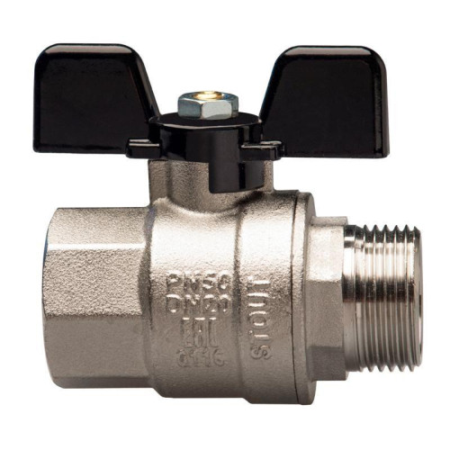 Кран шаровой муфта/резьба полнопроходной (бабочка) 3/4" Stout