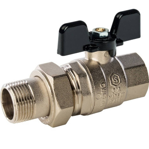 Кран шаровой полнопроходной с американкой ВР/НР ручка бабочка 1/2 Stout