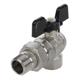 Кран шаровой угловой с накидной гайкой полнопроходной (бабочка) 1" Stout