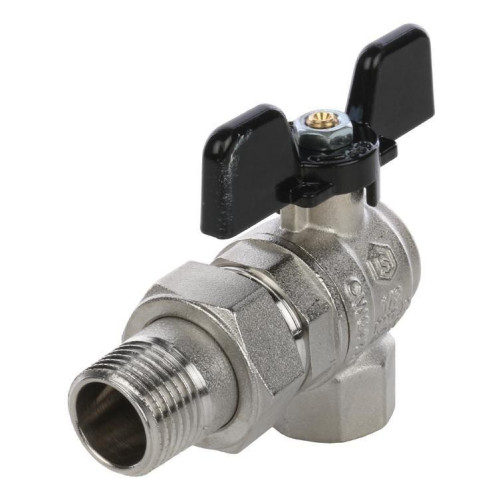 Кран шаровой угловой с накидной гайкой полнопроходной (бабочка) 3/4" Stout