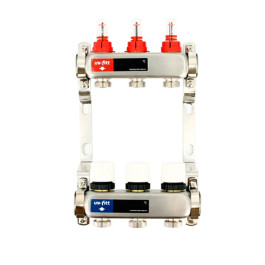 Коллектор из нержавеющий стали Uni-Fitt Techno 3/4"x1" 5 выходов с расходомерами