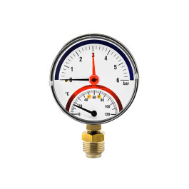 Термоманометр радиальный Dn 80 мм 0-6 бар 0-120°C 1/2" Elsen