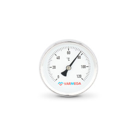 Термометр биметаллический с погружной гильзой Varmega, 1/2" 100мм, штуцер 50мм, с уплотнителем