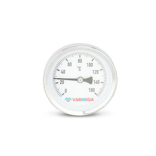 Термометр биметаллический с погружной гильзой Varmega, 1/2" 100мм, штуцер 100мм