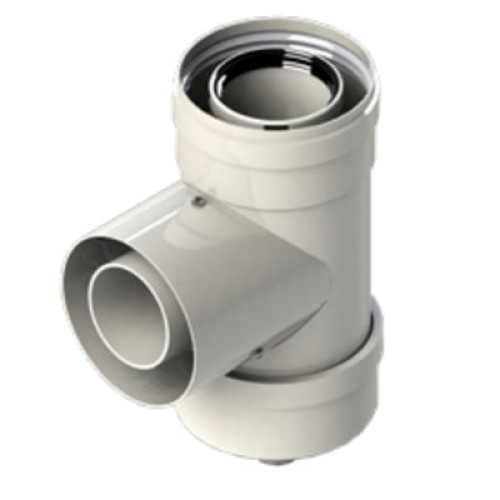 Т-образное соединение Groppalli для дымохода 80/125 мм с отводом конденсата